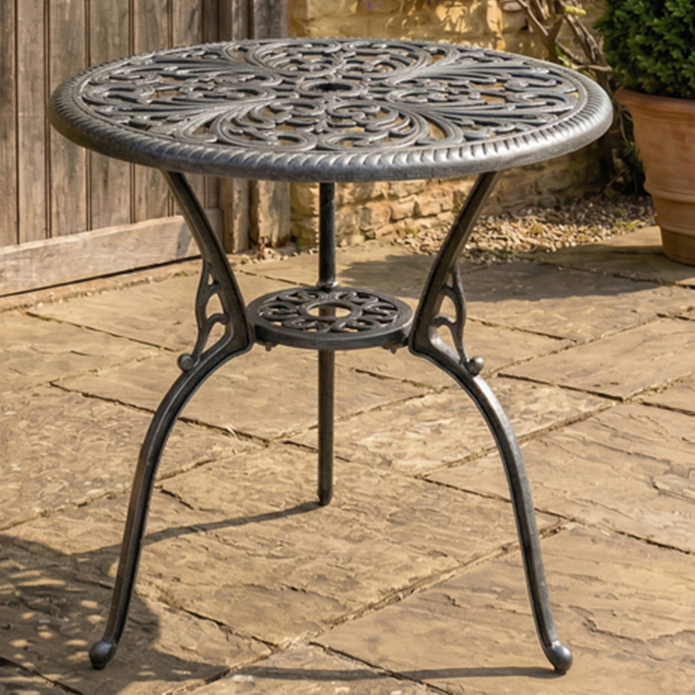 Centurion Bangui 2 Seater Grey Round Garden Bistro Table with Parasol Hole