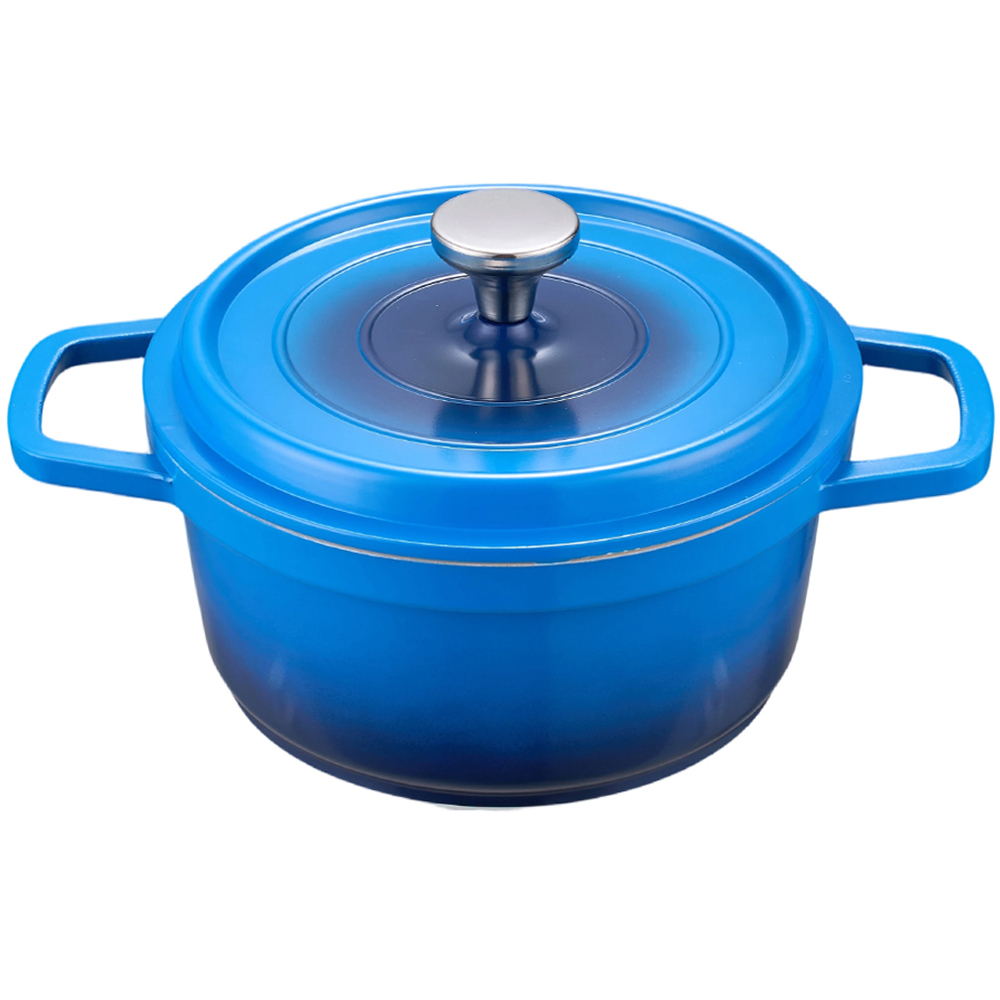 Living and Home 2.75L Blue Non-Stick Cast Aluminium Enamelled Cooking Pot with Lid