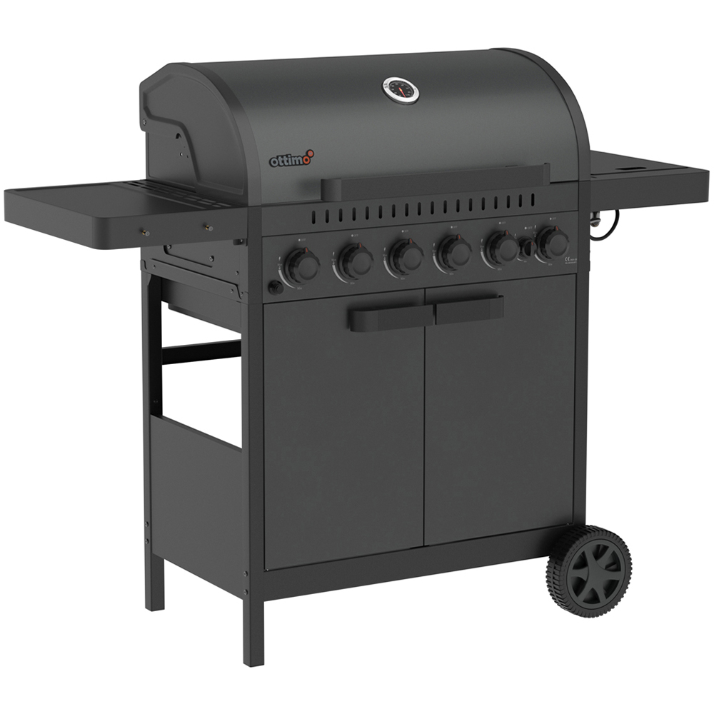 Ottimo 420 6 Burner Matt Grey and Black Gas BBQ with Side Burner