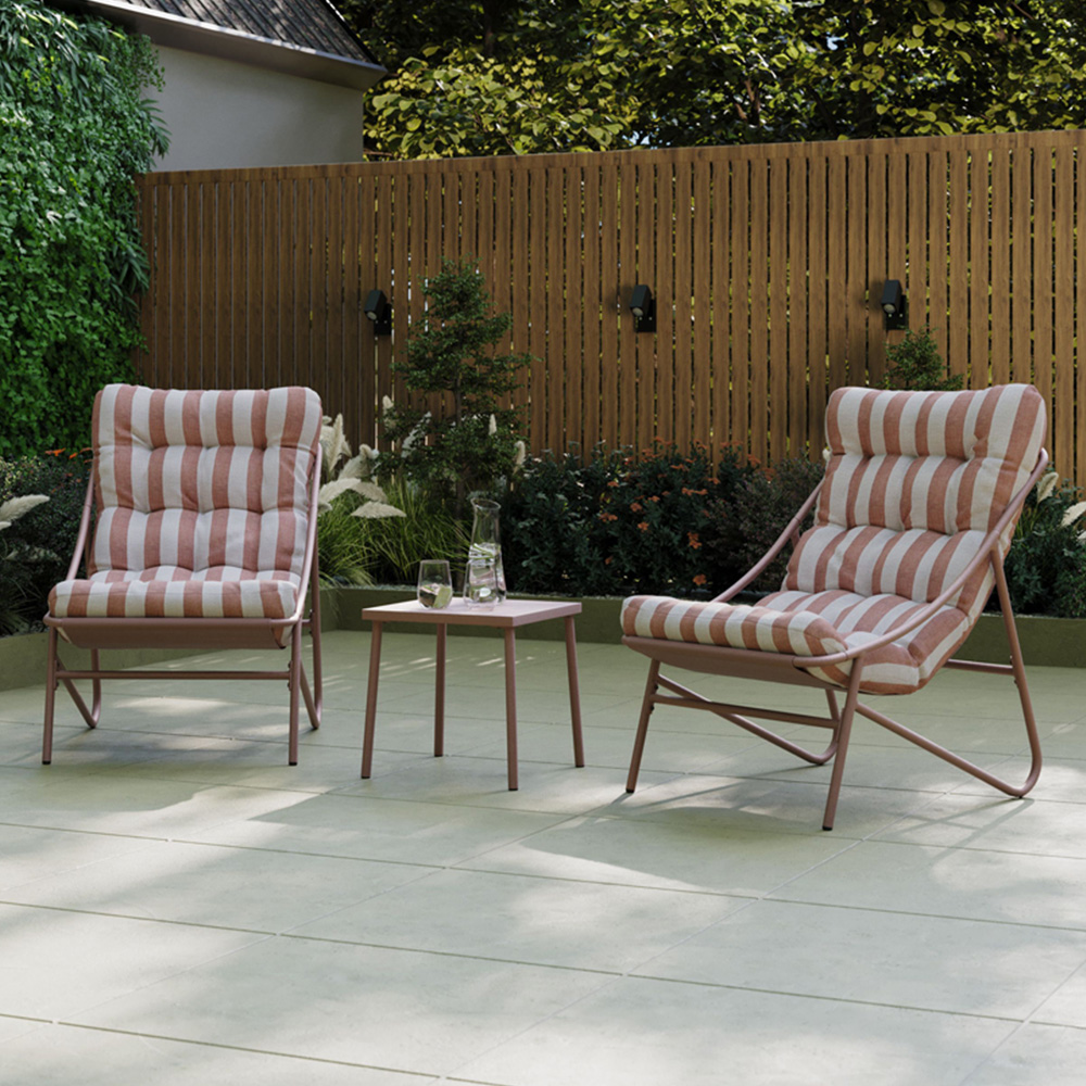 Charles Bentley Porto 2 Seater Terracotta Stripe Olefin Fabric Garden Bistro Set