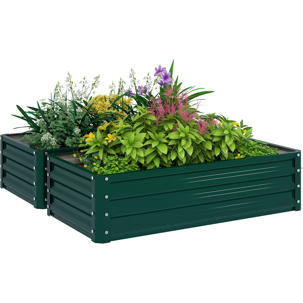 Outsunny Set of 2 Green Raised Garden Bed 30 x 60 x 120cm