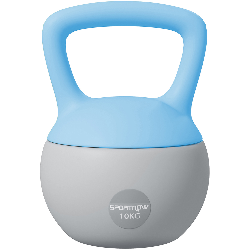 SPORTNOW Light Blue and Grey Kettlebell with Soft Body and Non-Slip Handle 10kg
