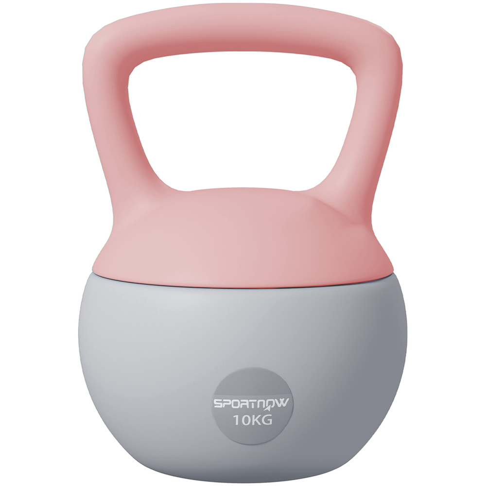 SPORTNOW Pink and Grey Kettlebell with Soft Body and Non-Slip Handle 10kg