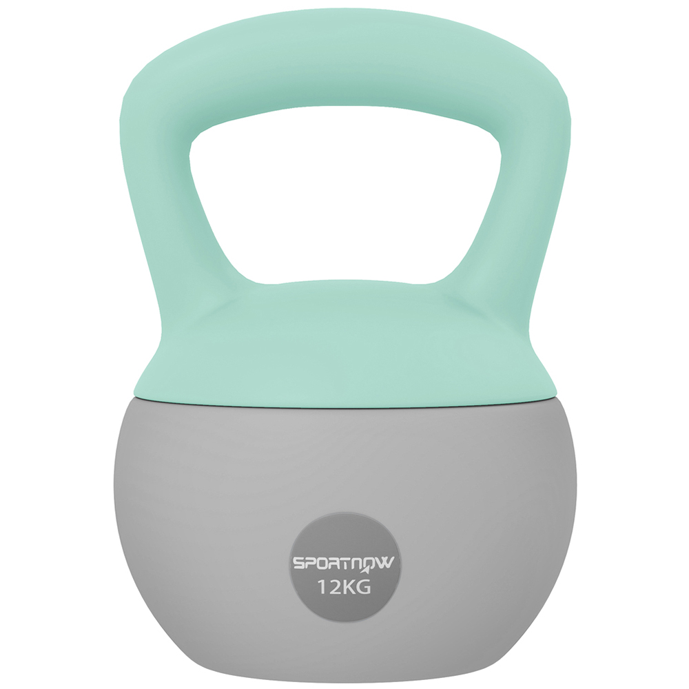 SPORTNOW Grey and Green Kettlebell with Soft Body and Non-Slip Handle 12kg