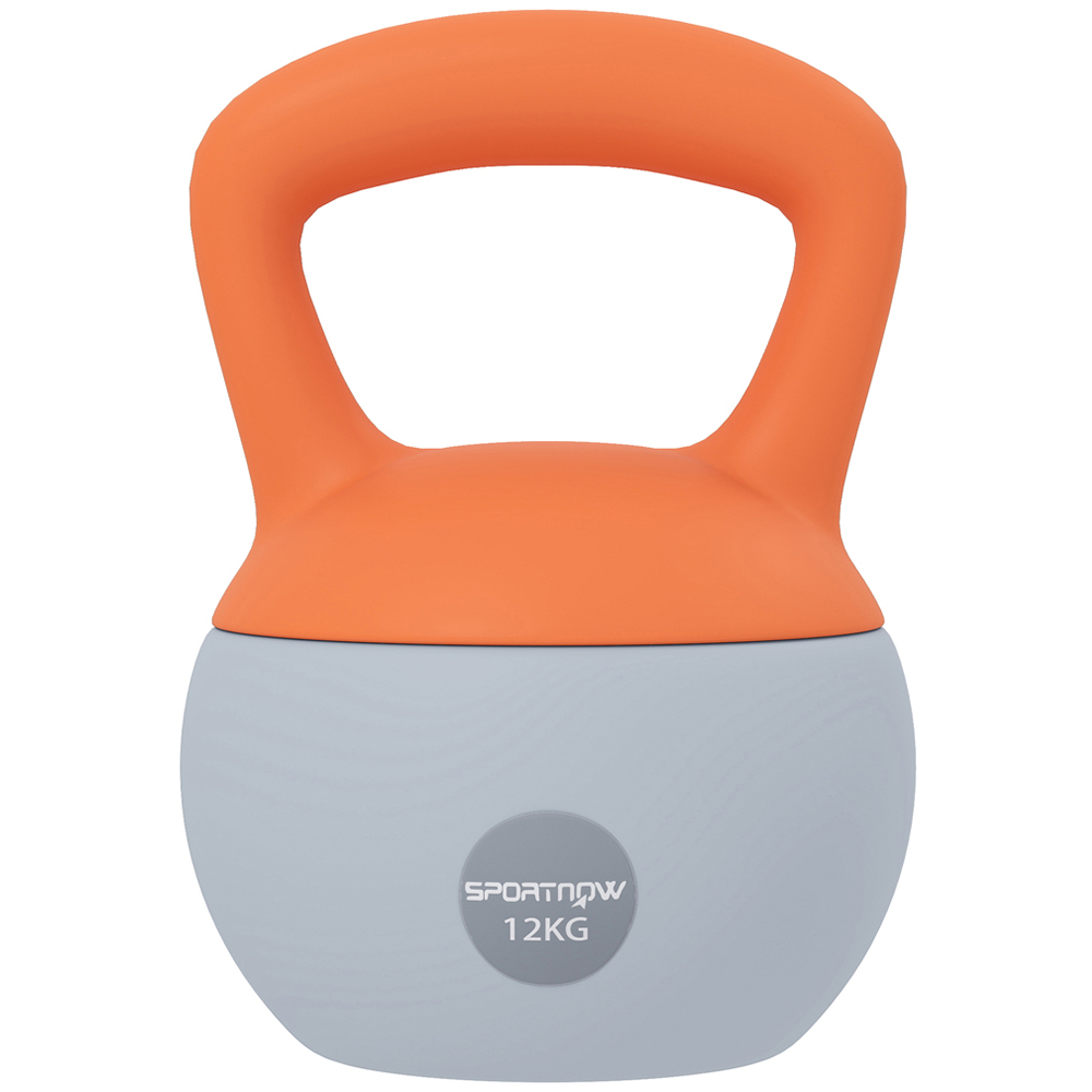 SPORTNOW Orange and Grey Kettlebell with Soft Body and Non-Slip Handle 12kg
