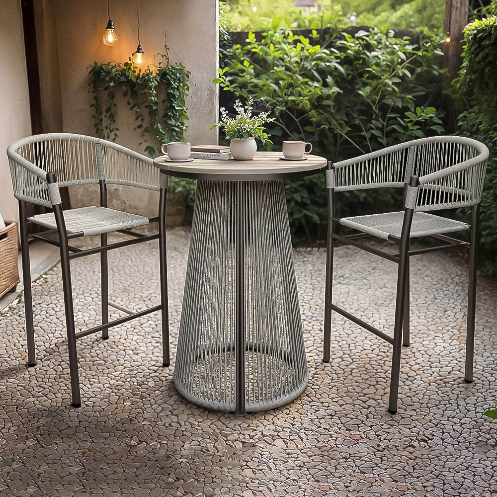 SOLACE+CO Hana Lita 2 Seater Dark Brown Garden Bar Set