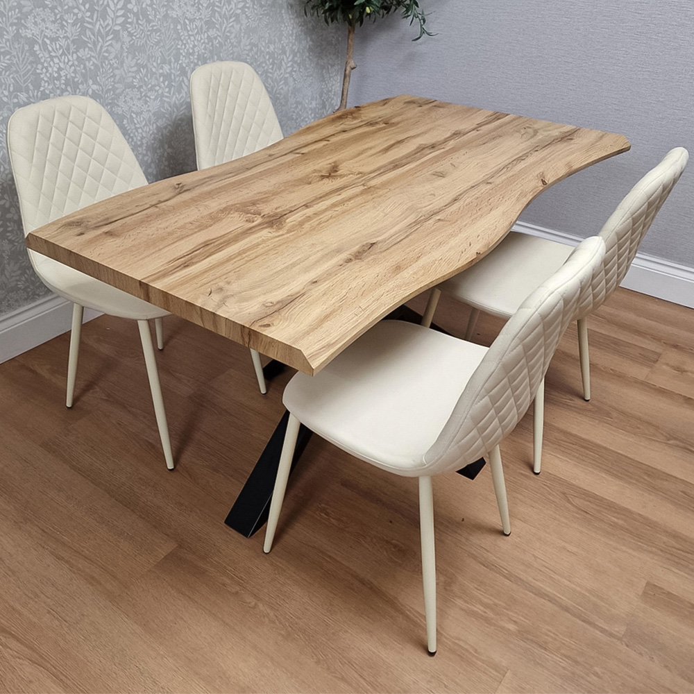 Portland Kosy Koala 4 Seater Wooden Tabletop Dining Set Cream