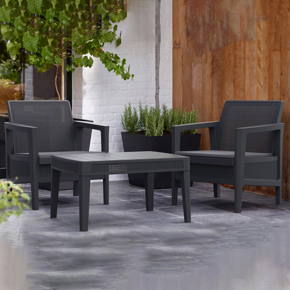 Keter Atlas 2 Seater Graphite Garden Bistro Set