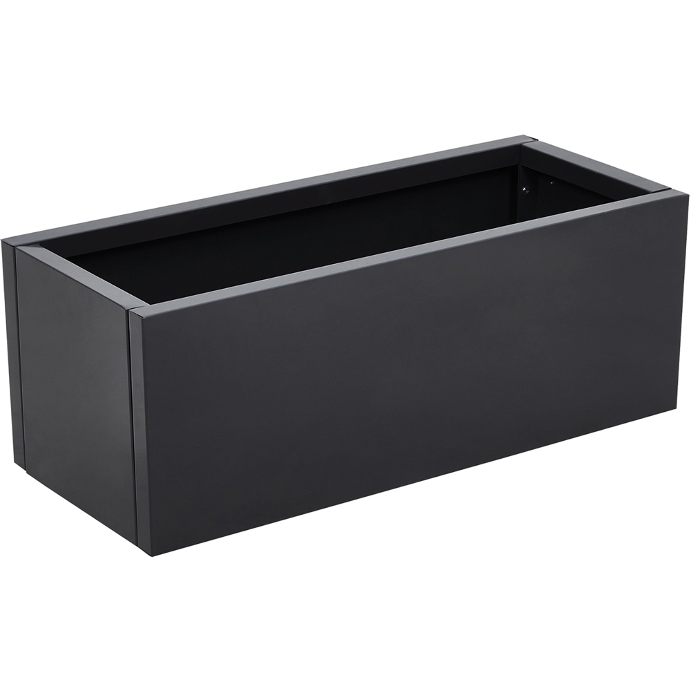 Living and Home Black Metal Rectangular Planter Box 80L