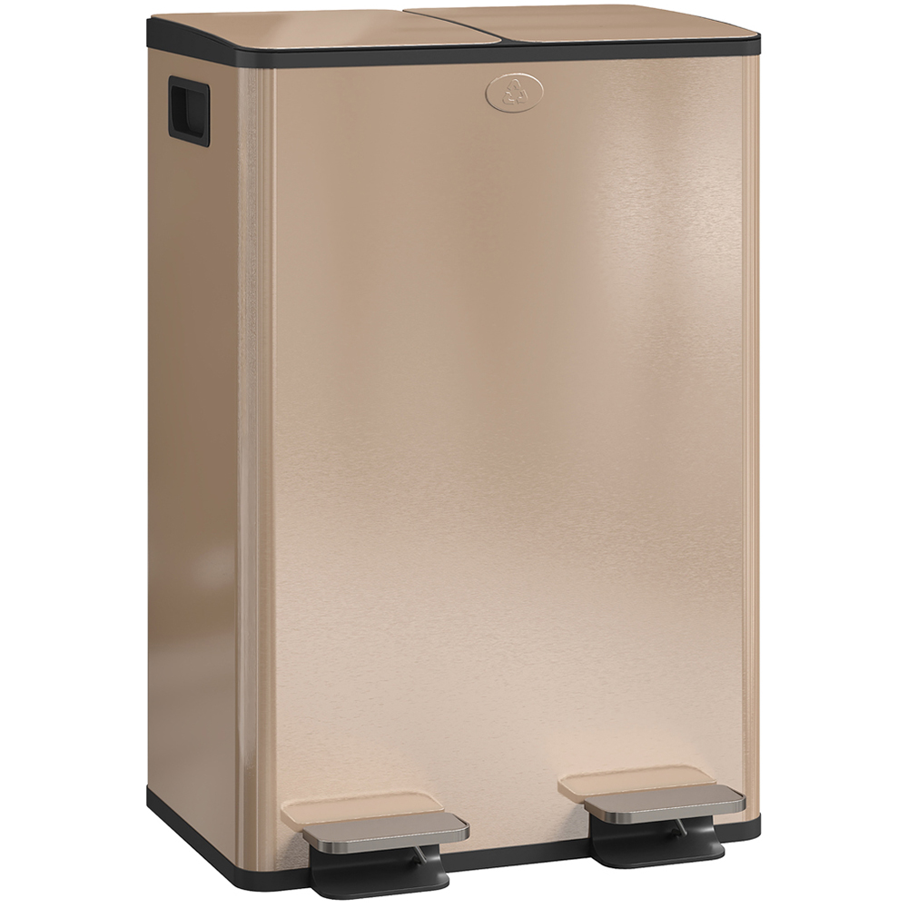 HOMCOM Stainless Steel Double Pedal Bin - Large - Gold Tone