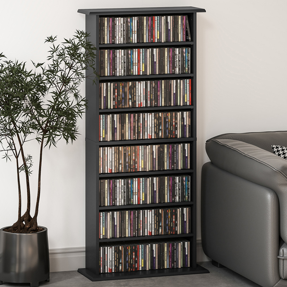 Portland 8 Shelf Media Storage Unit - Black