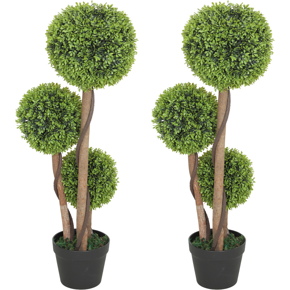 Portland Boxwood Ball Topiary Artificial Plant in Pot 3ft 2 Pack