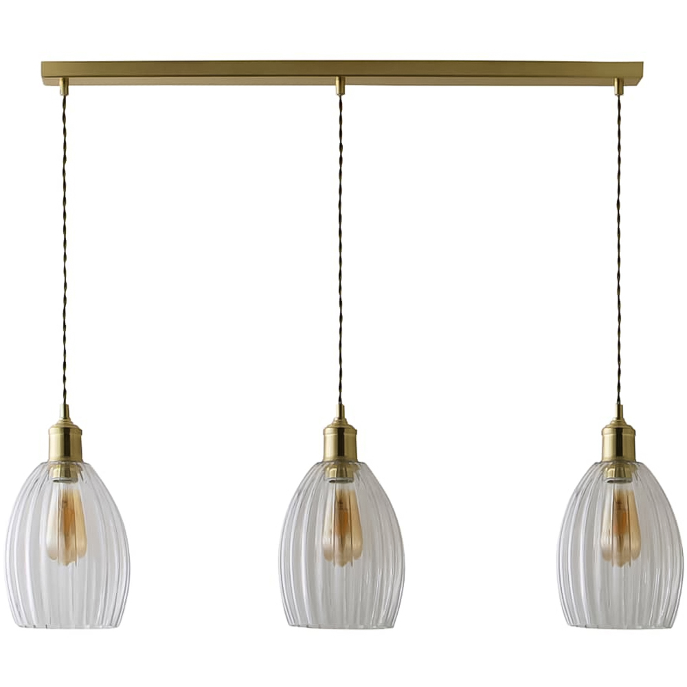 ValueLights Cheltenham 3 Drop Bar Ceiling Light Brushed Gold