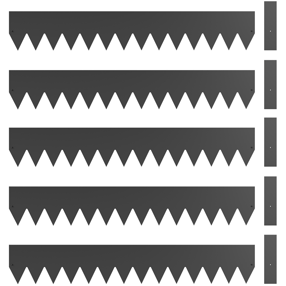 Outsunny 15 x 115cm 5 Pack Black Garden Picket Fence Panel