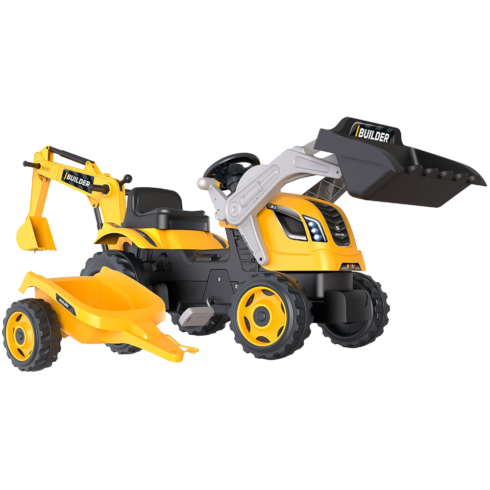 Smoby - Ride On Tractor with Trailer - Yellow, Black - 44cm