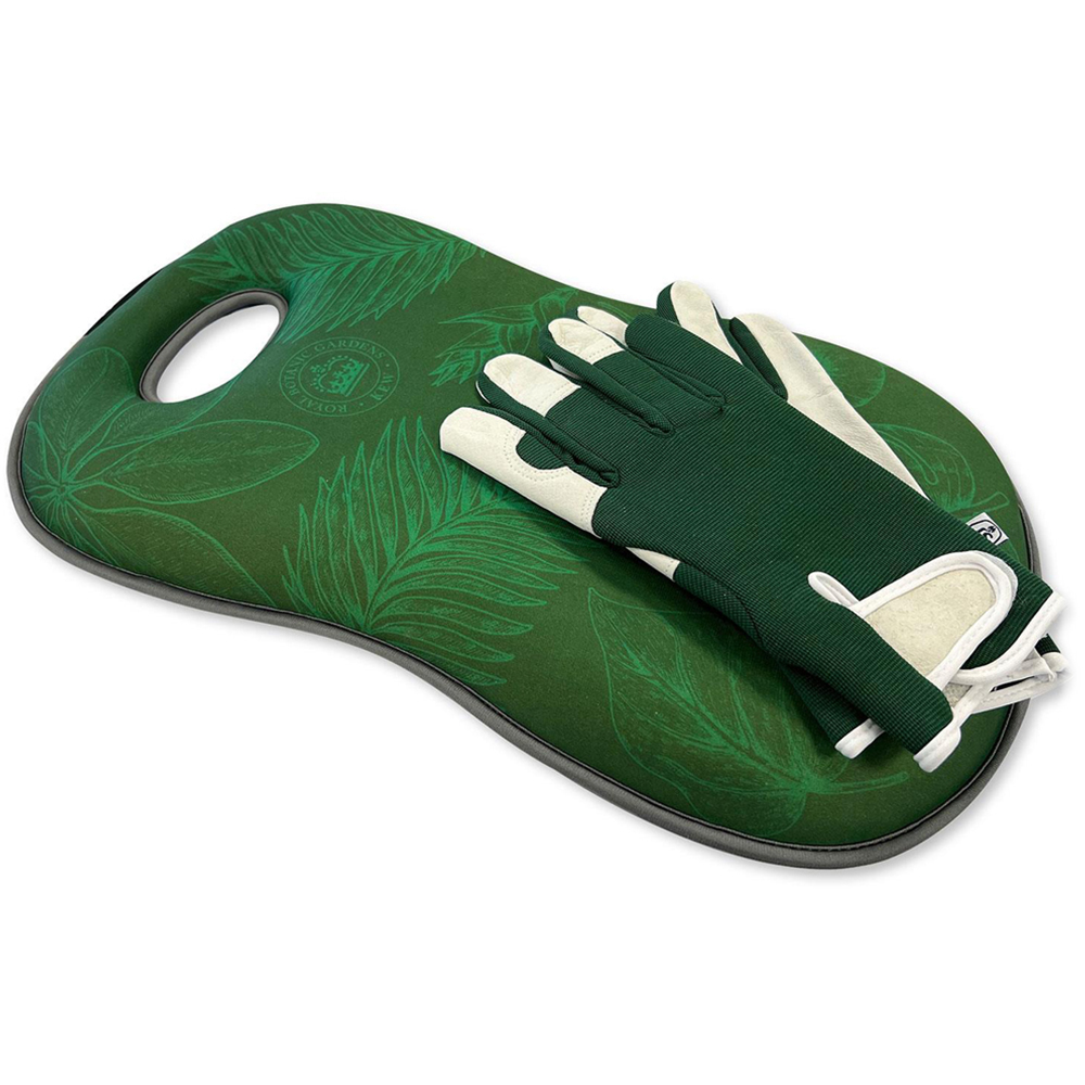 Spear & Jackson Kew Gardens Collection Green Cushioned Kneeler and Gloves Gift Set