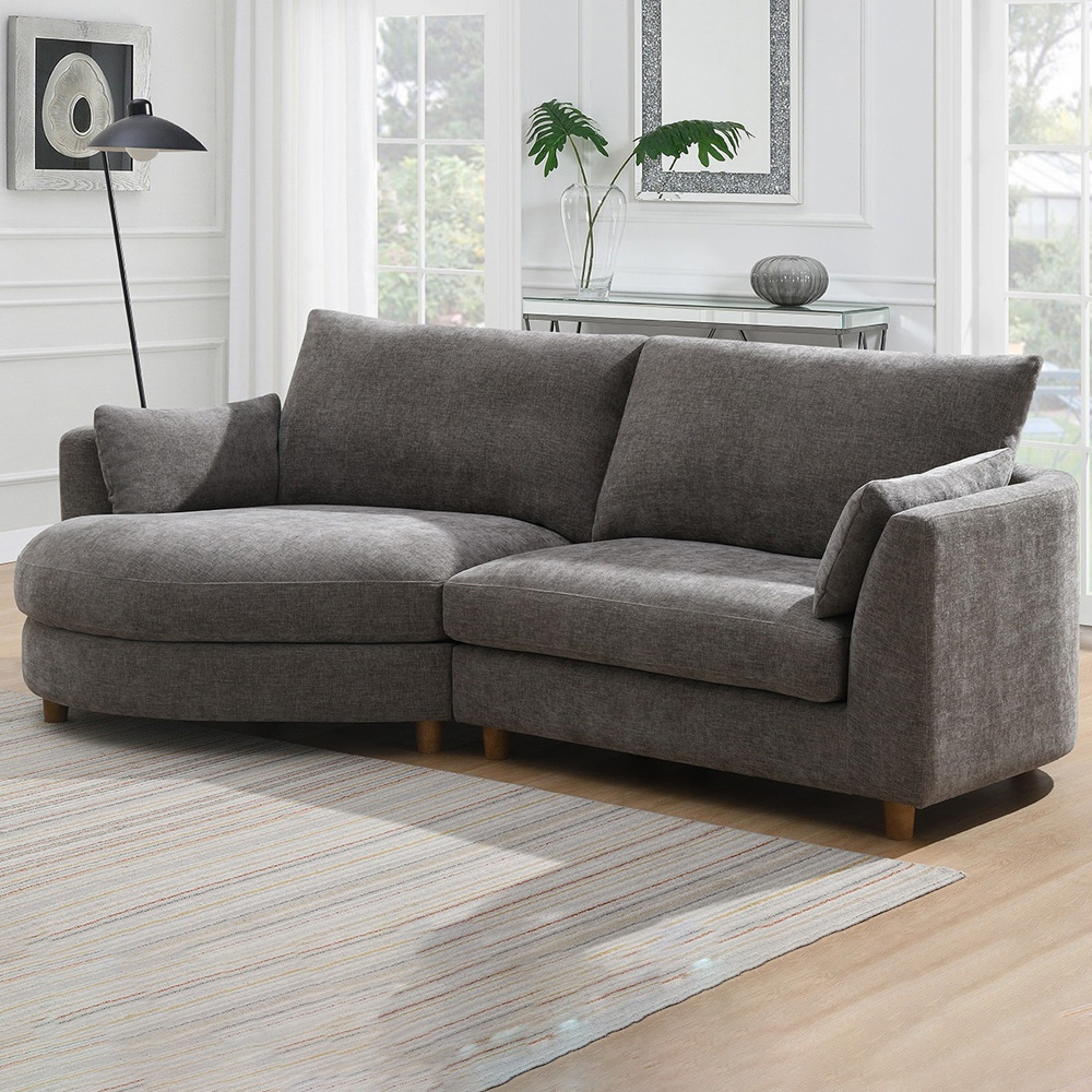 Bushwick 2 Seater Chaise Sofa - Stone - Left Hand Facing