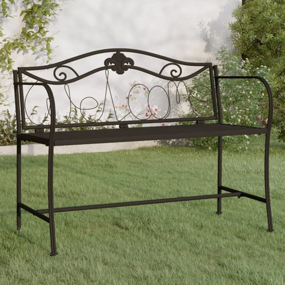 vidaXL 2 Seater Black Metal Garden Bench