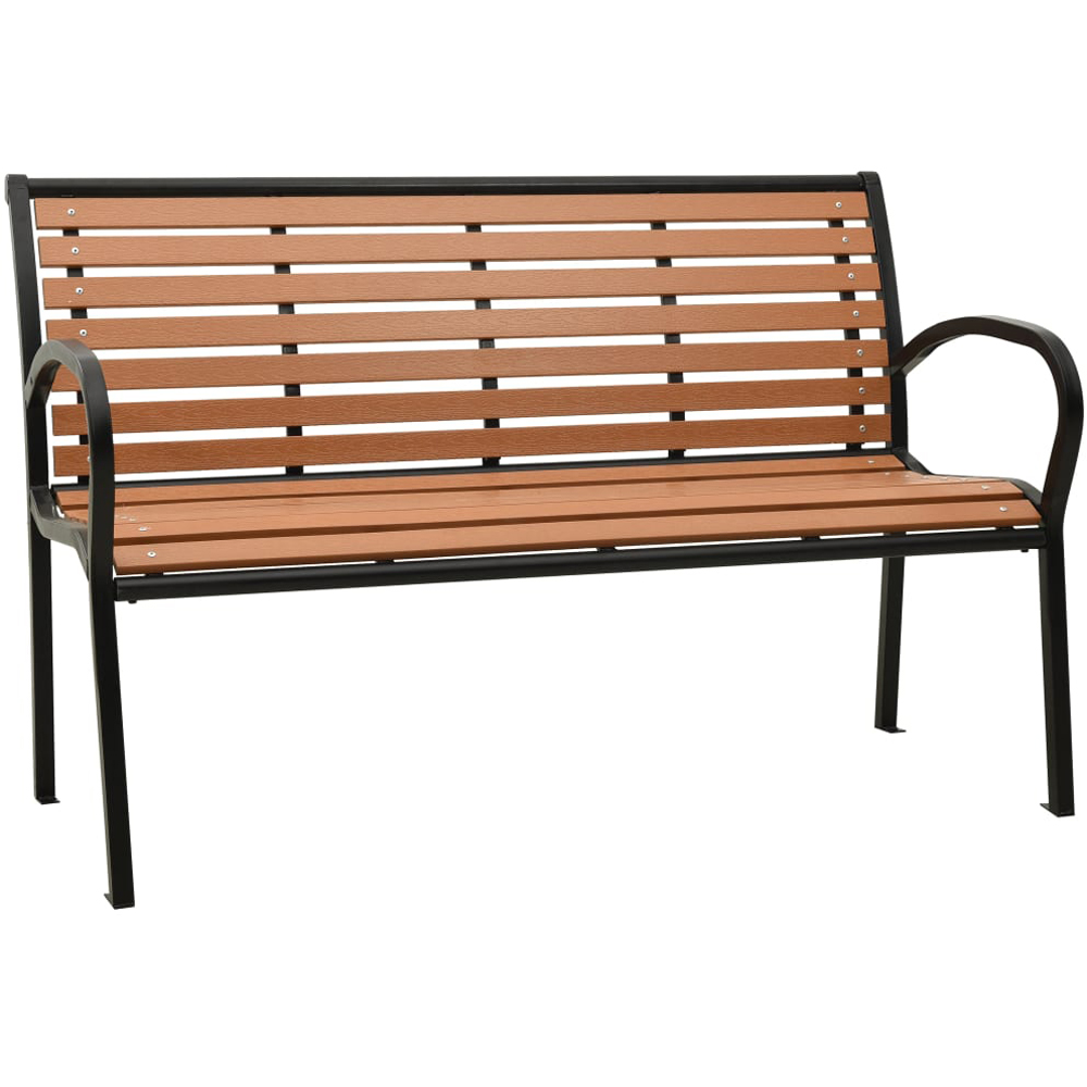 vidaXL 2 Seater Black Steel Frame and Brown WPC Slats Garden Bench