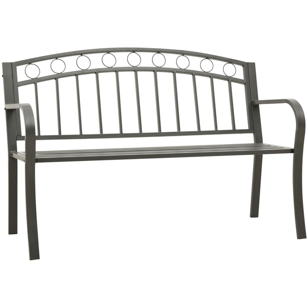 vidaXL 2 Seater Grey Powder Coated Steel Garden Bench