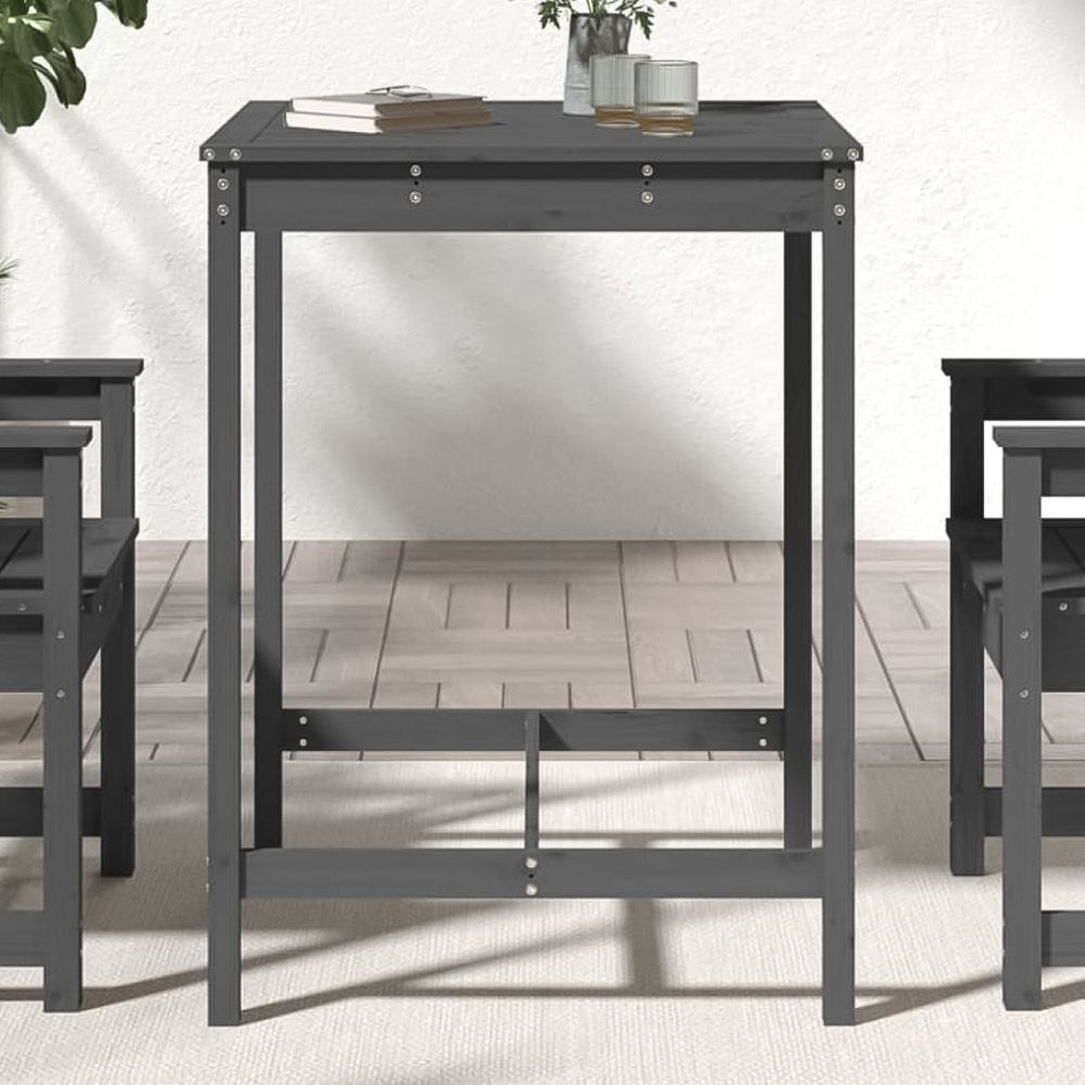vidaXL 2 Seater Solid Pine Wood Slatted Garden Dining Table Grey