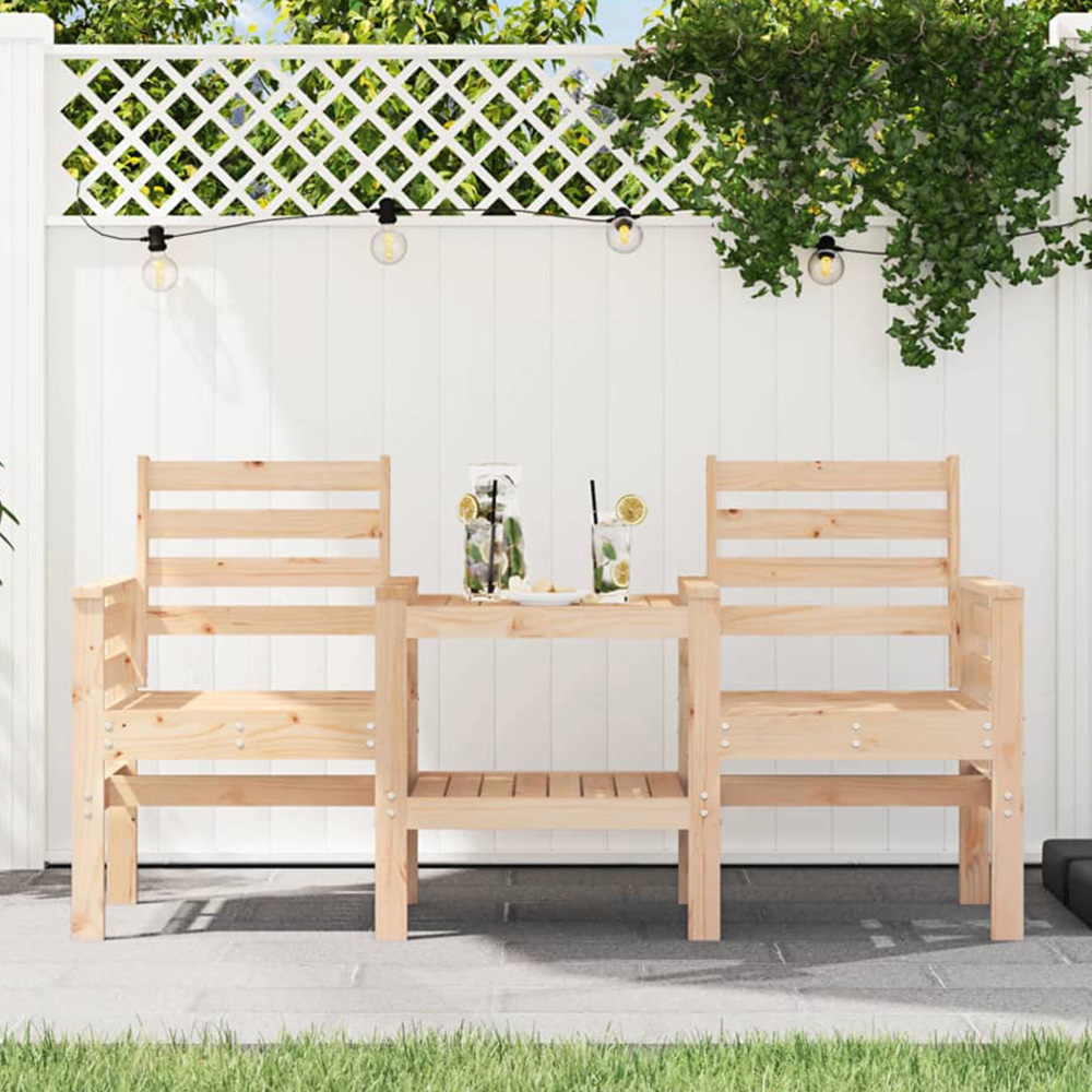 vidaXL 2 Seater Natural Solid Pine Wood Slatted Garden Companion Seat