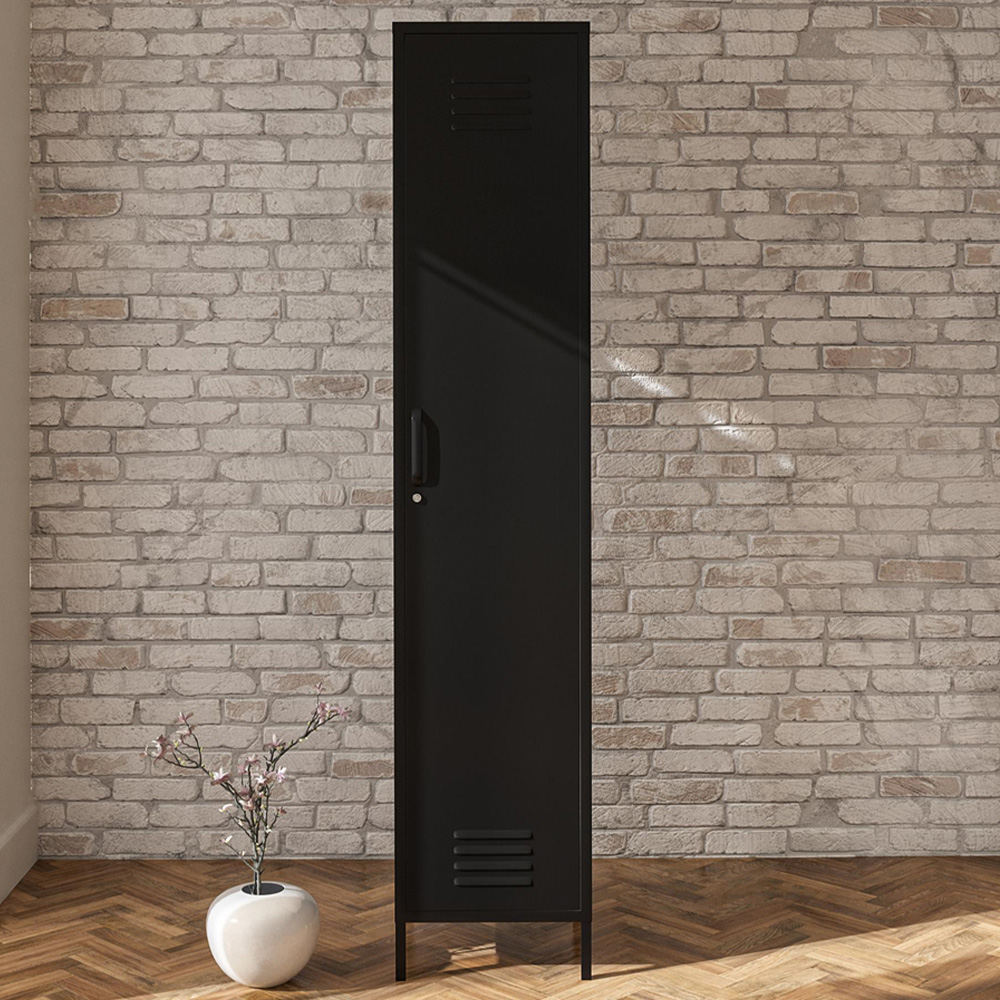 Dorel Mission District Single Door Black Storage Cabinet
