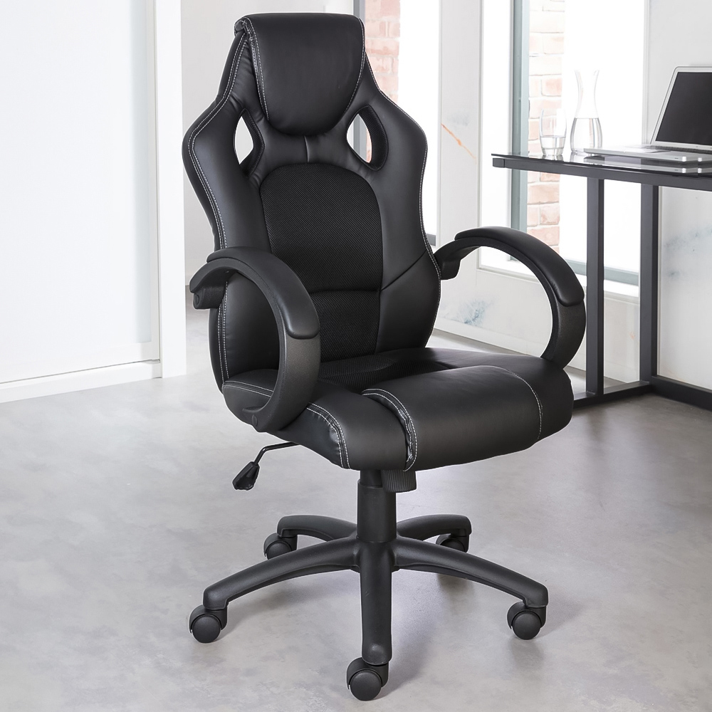 Alphason Daytona Black Faux Leather Racing Chair