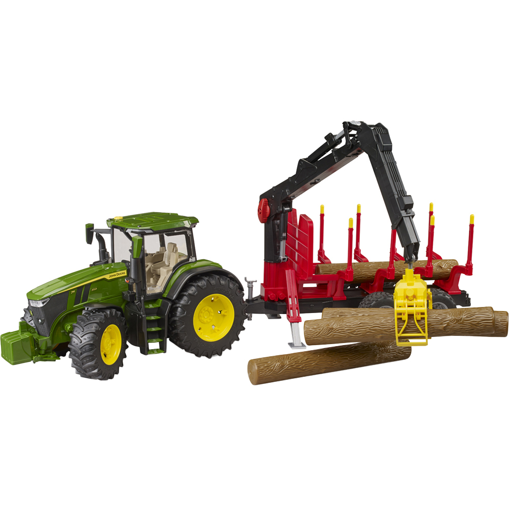 Bruder John Deere 7R 350 Tractor with Forestry Trailer - 1:16 Scale - Plastic