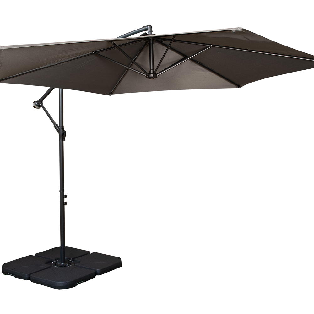 Samuel Alexander Grey Cantilever Banana Parasol with Crank Handle and Base Weights 3m