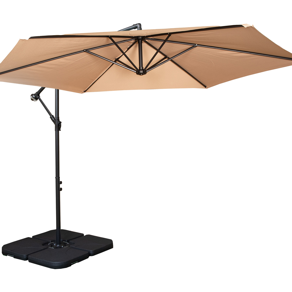 Samuel Alexander Beige Cantilever Banana Garden Parasol with Base Weight 3m
