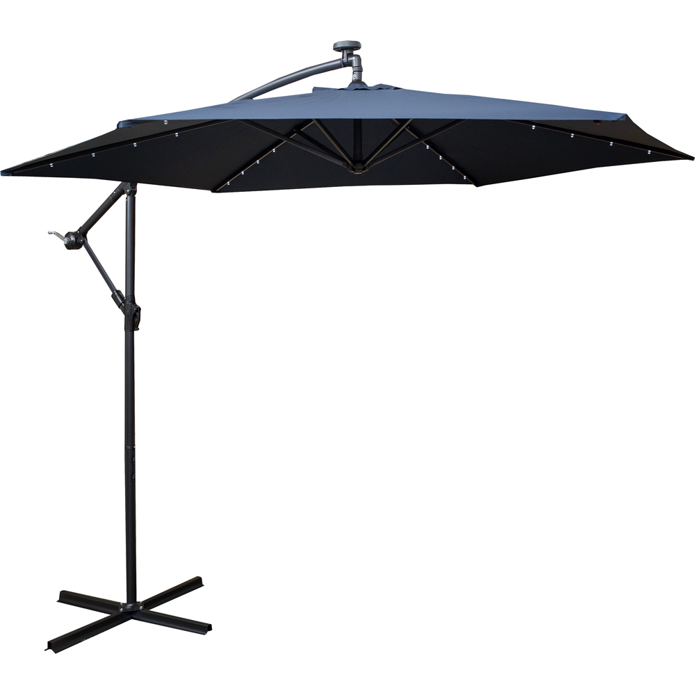 Samuel Alexander Blue Solar Powered Cantilever Garden Parasol with LED Lights 3m