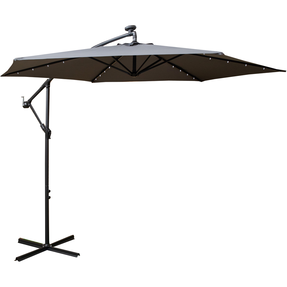 Samuel Alexander Grey Solar Powered Cantilever Garden Parasol with LED Lights 3m