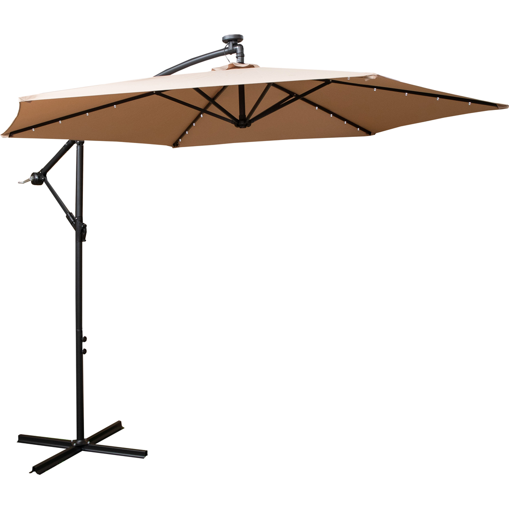 Samuel Alexander Beige Solar Powered Cantilever Garden Parasol with LED Lights 3m