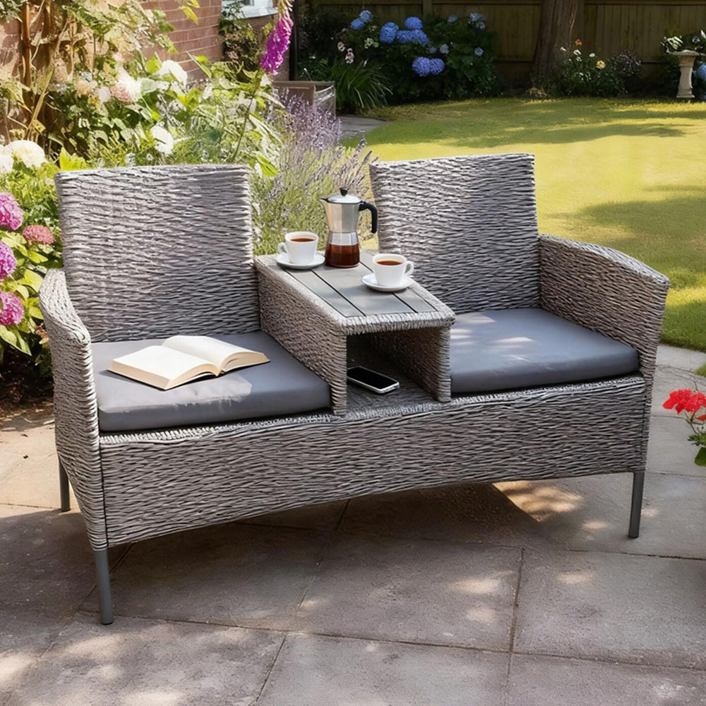 Home Source Lovelle 2 Seater Grey Garden Companion Seat