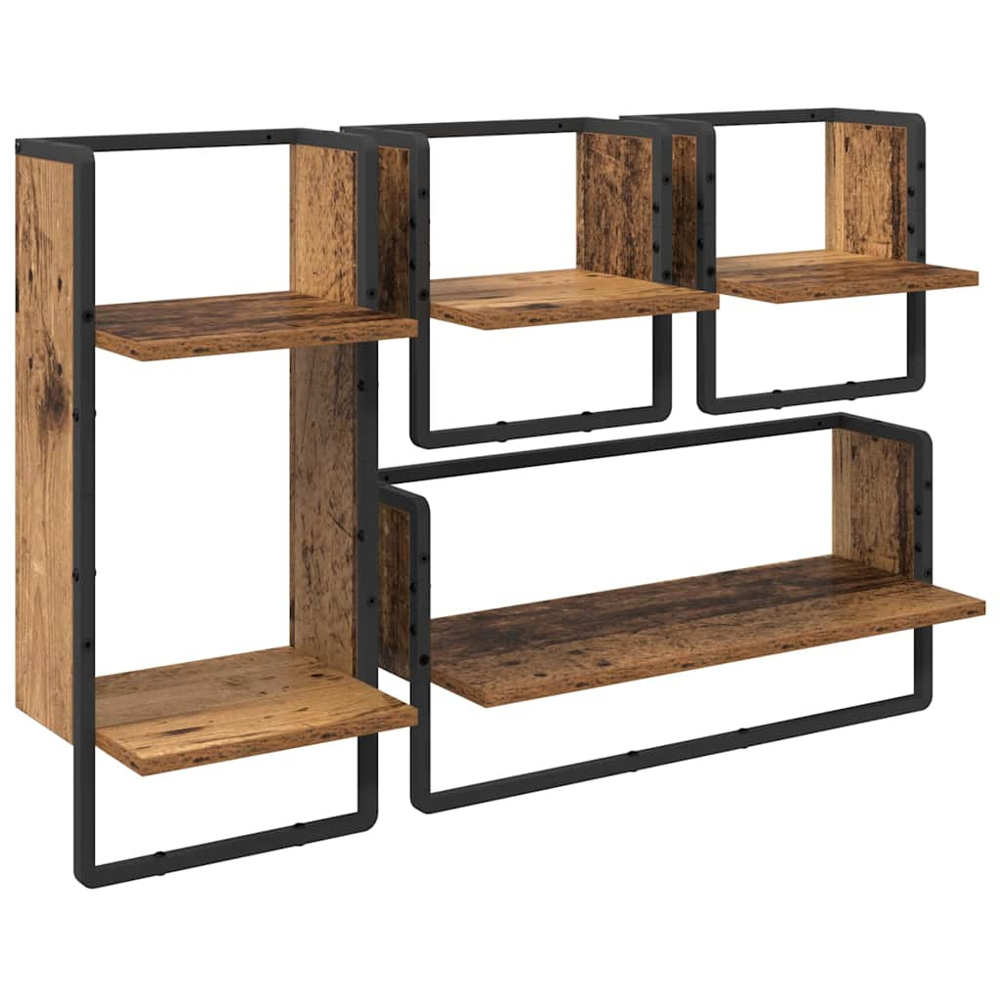 vidaXL 5 Shelf Old Wood Wall Shelf Set of 4