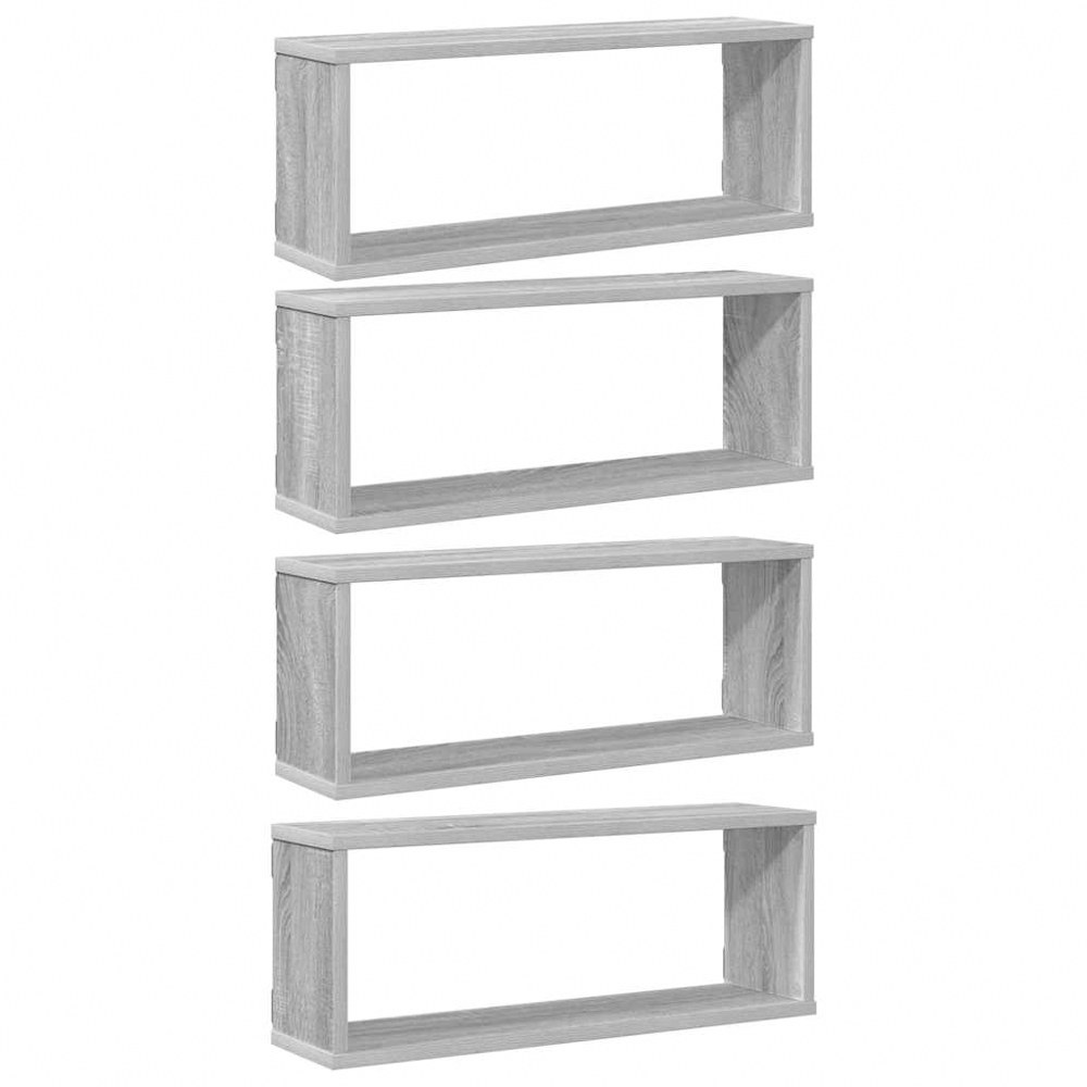 vidaXL 60cm Set of 4 Grey Sonoma Cube Floating Wall Shelf