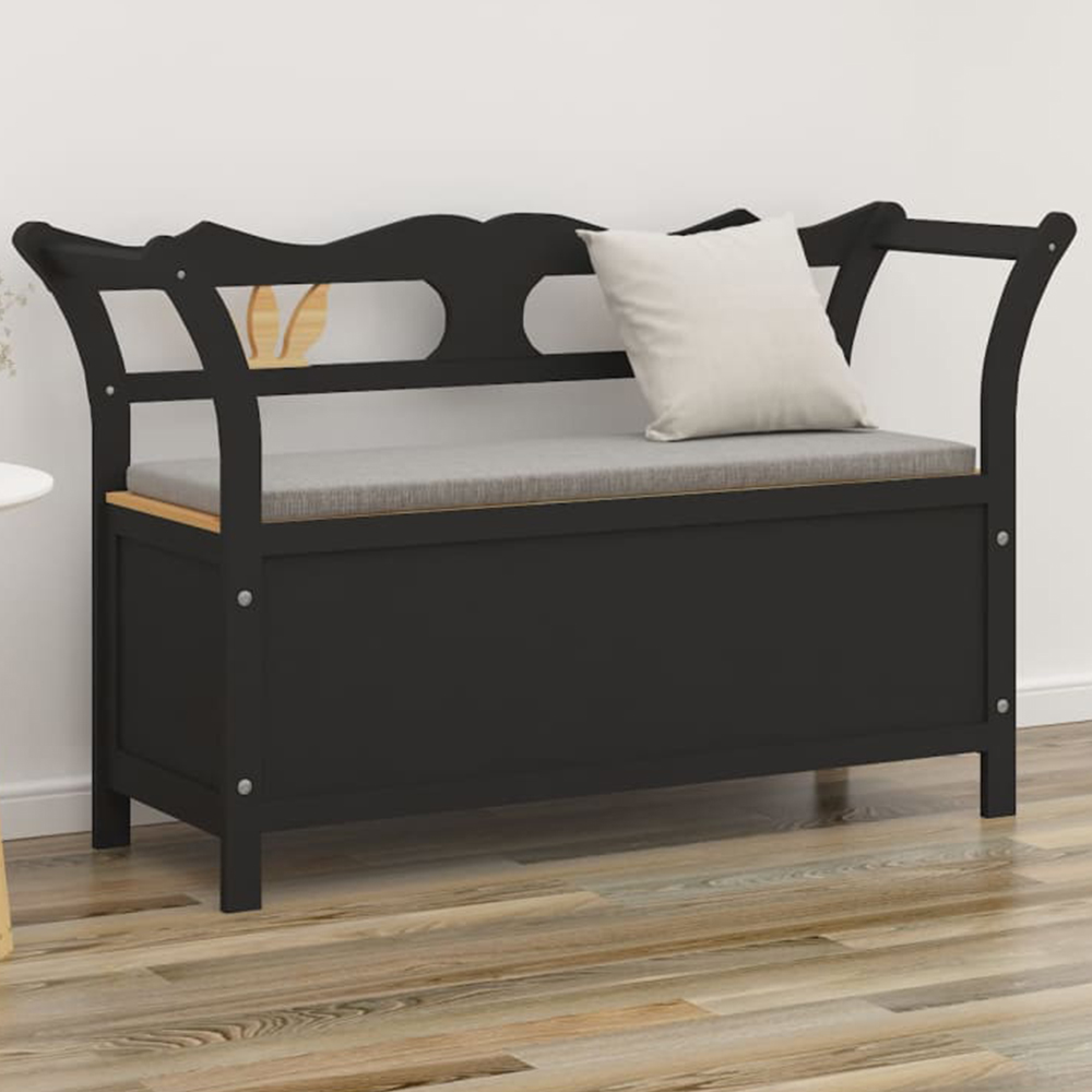 vidaXL 2 Seater Black Fir Wood Storage Bench