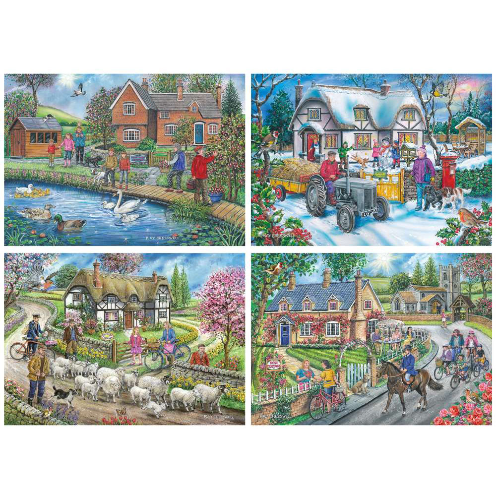 The House of Puzzles Life in Country 500 Piece Jigsaw Puzzle 4 Pack