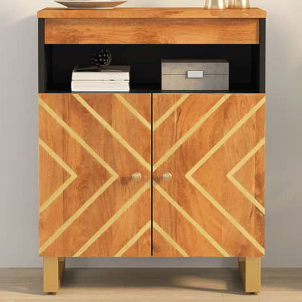 vidaXL 2 Door Single Shelf Brown and Black Side Cabinet