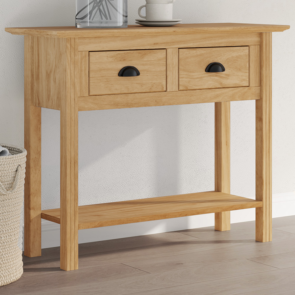 vidaXL Bodo 2 Drawer Single Shelf Honey Brown Console Table