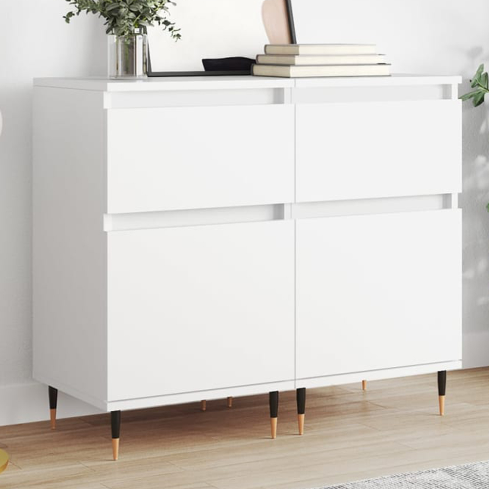 vidaXL Single Door Single Drawer White Sideboard Set of 2
