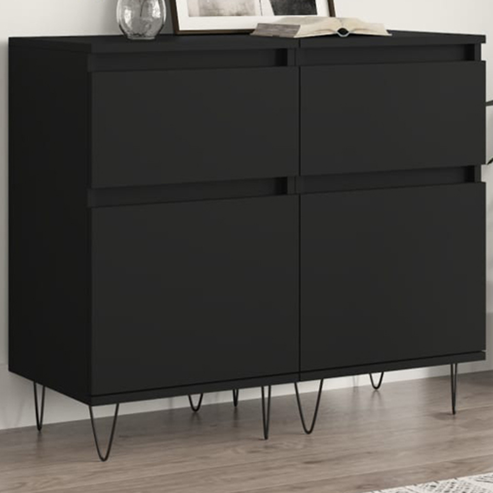 vidaXL Single Door Single Drawer Black Wooden Sideboard