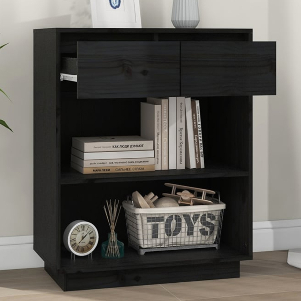 vidaXL 2 Drawer 2 Shelf Black Console Cabinet