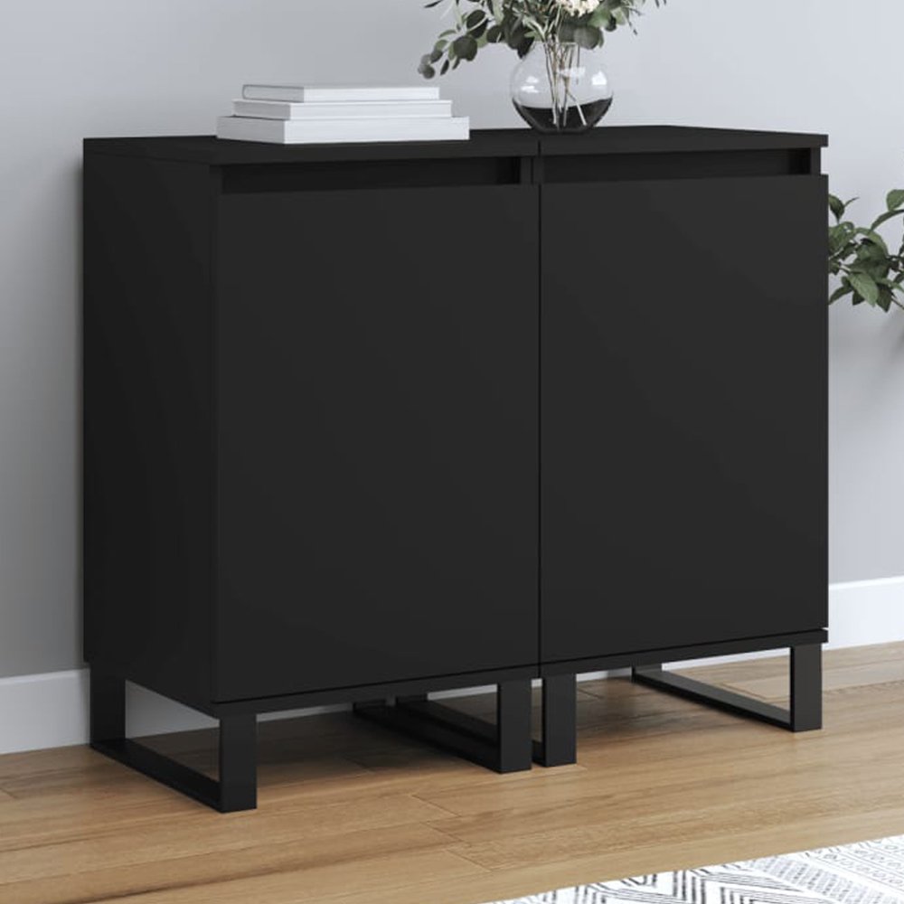 vidaXL Single Door Black Sideboard Set of 2