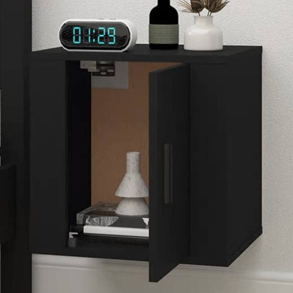 vidaXL Single Door Black Wall Mounted Small TV Cabinet