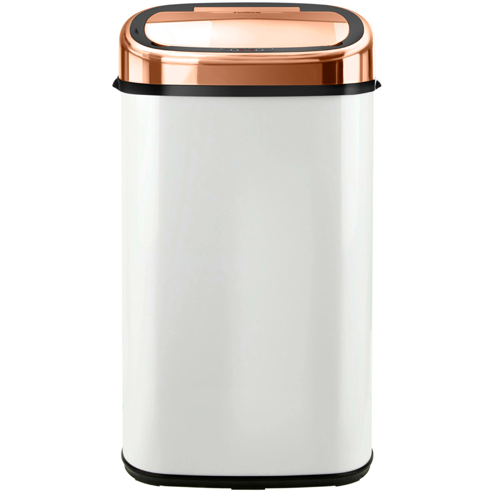 Tower White and Rose Gold Square Sensor Bin 58L