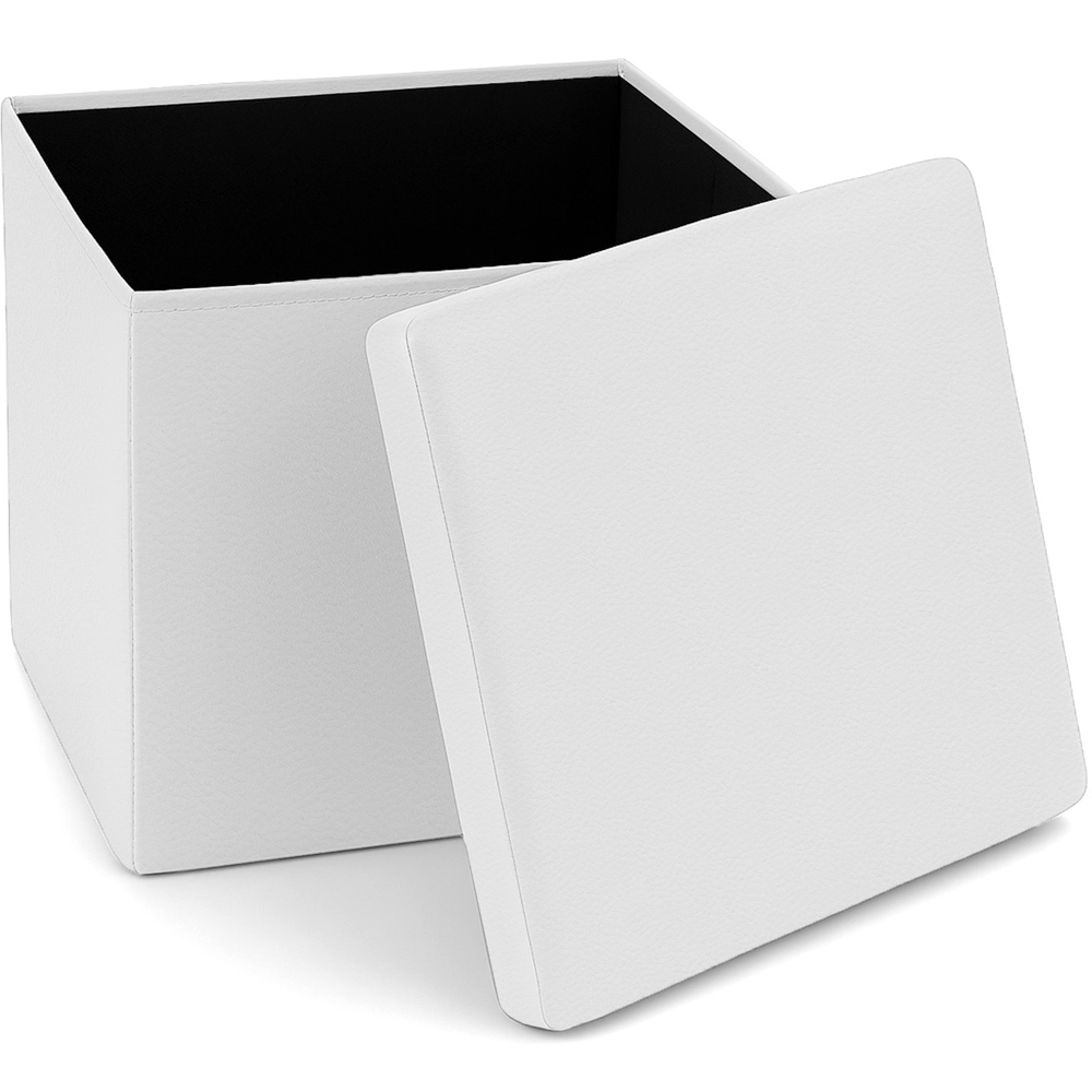 Homerepublic White Faux Leather Foldable Storage Box 38 x 38cm