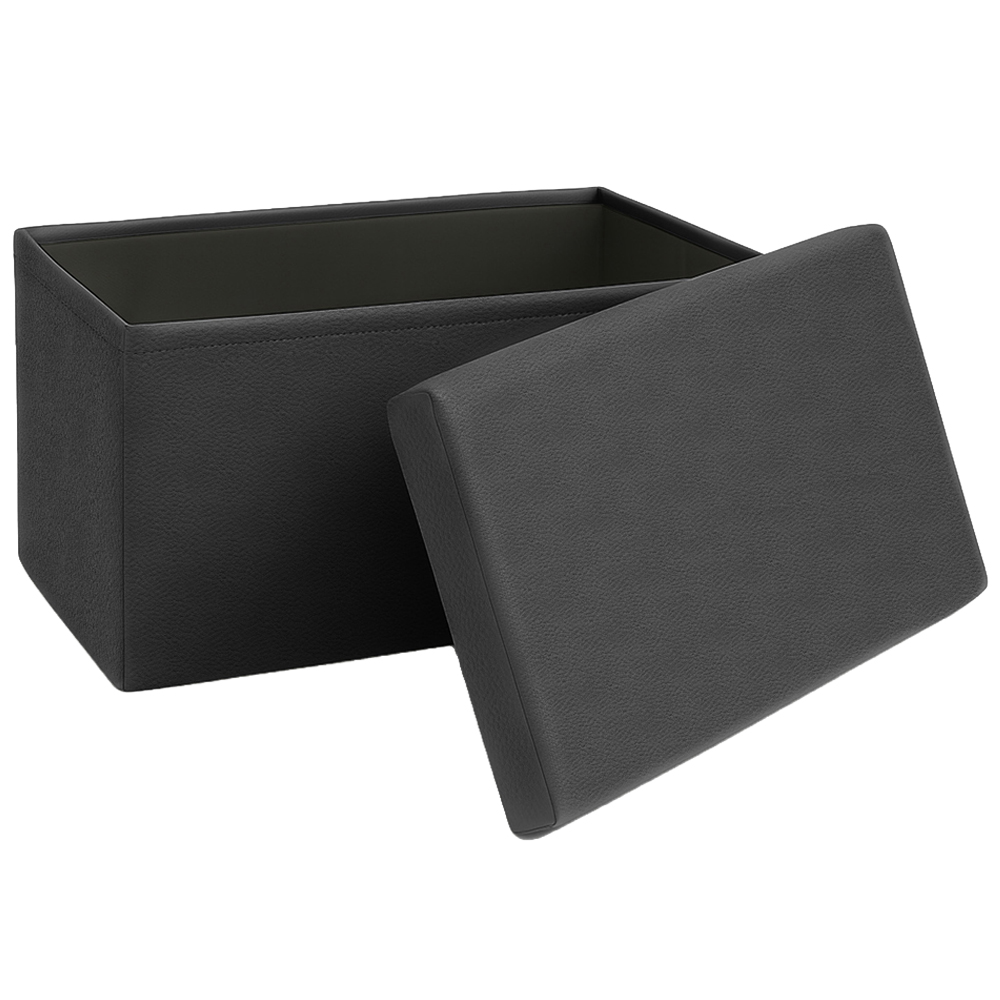 Homerepublic Black Faux Leather Foldable Storage Box 110 x 38cm