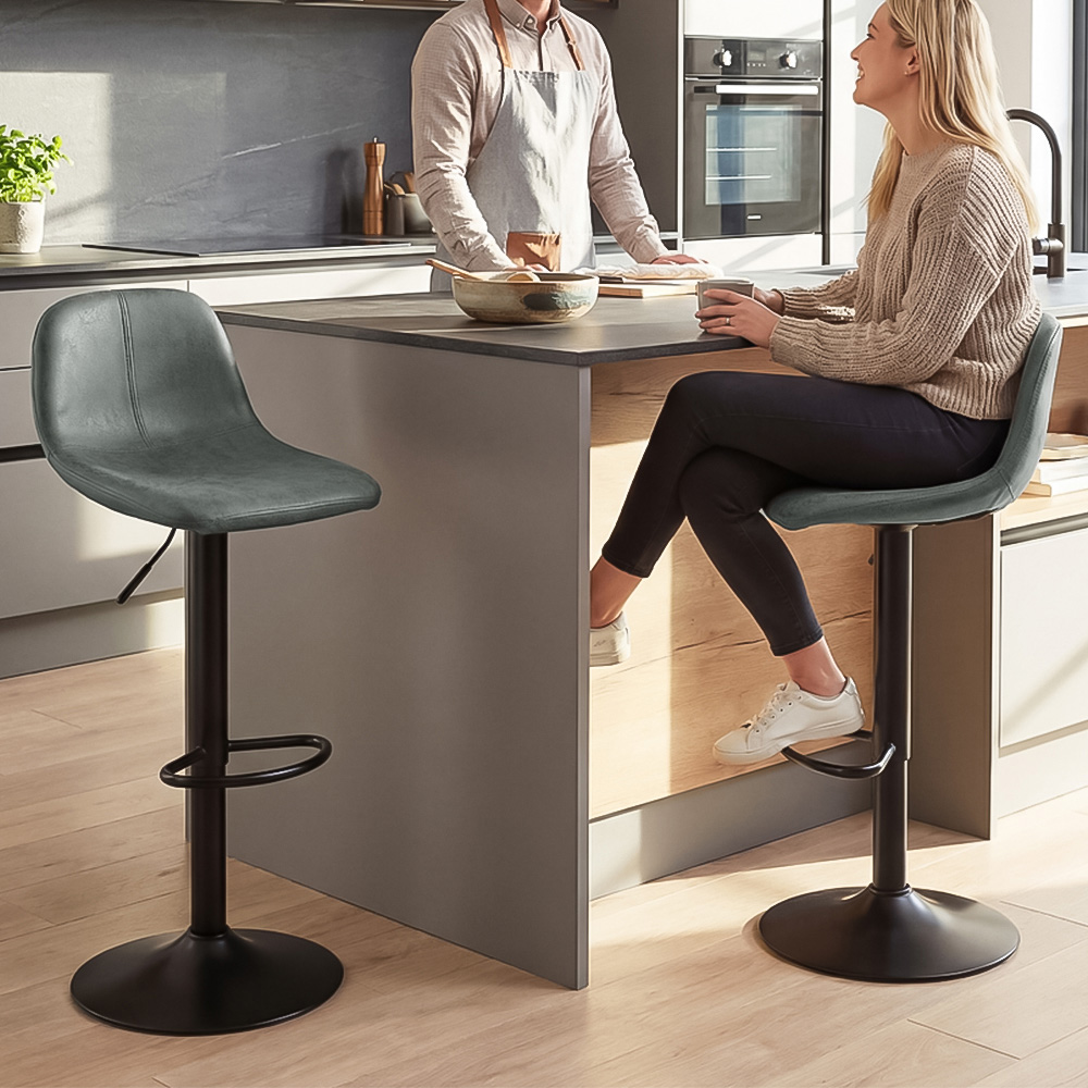 Portland Green Leathaire Swivel Bar Stool Set of 2